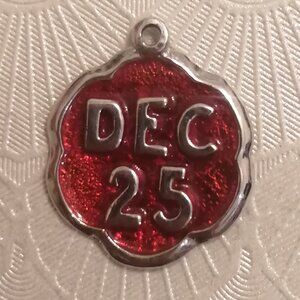 Vintage Sterling Silver "Dec 25" Enamel Christmas Bracelet/Necklace Charm